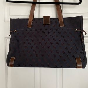 Dooney & Bourke - navy and brown leather tote